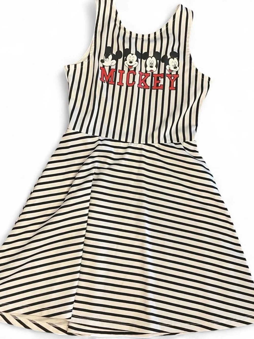 H&M Black & White Striped Kids Dress with Red Mickey Logo